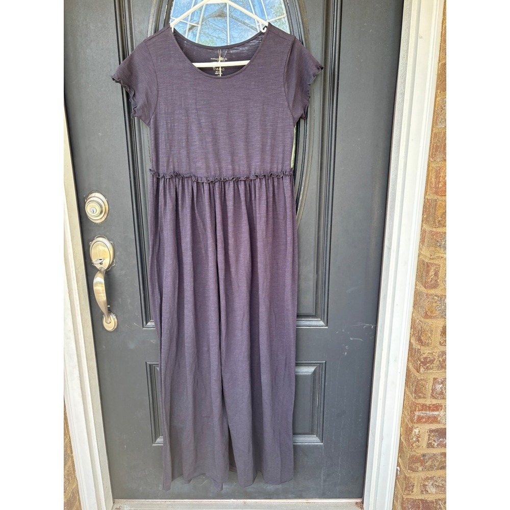 Natural Life Womens Slub Knit Maxi Dress Blue Gray Empire Waist LHDRS1700